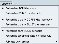 Options de recherche sur le forum